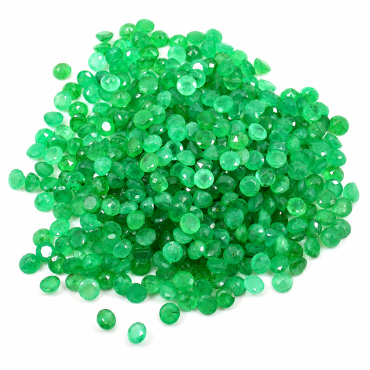 Emerald Wholesale Gemstones, 100% Natural Semi-Precious Gems, Green Faceted Loose Gems, 4mm, Round, 5 Carats