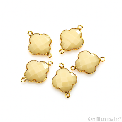 Clover 16x22mm Double Bail Gold Bezel Gemstone Connector