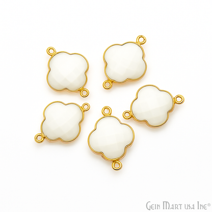 Clover 16x22mm Double Bail Gold Bezel Gemstone Connector