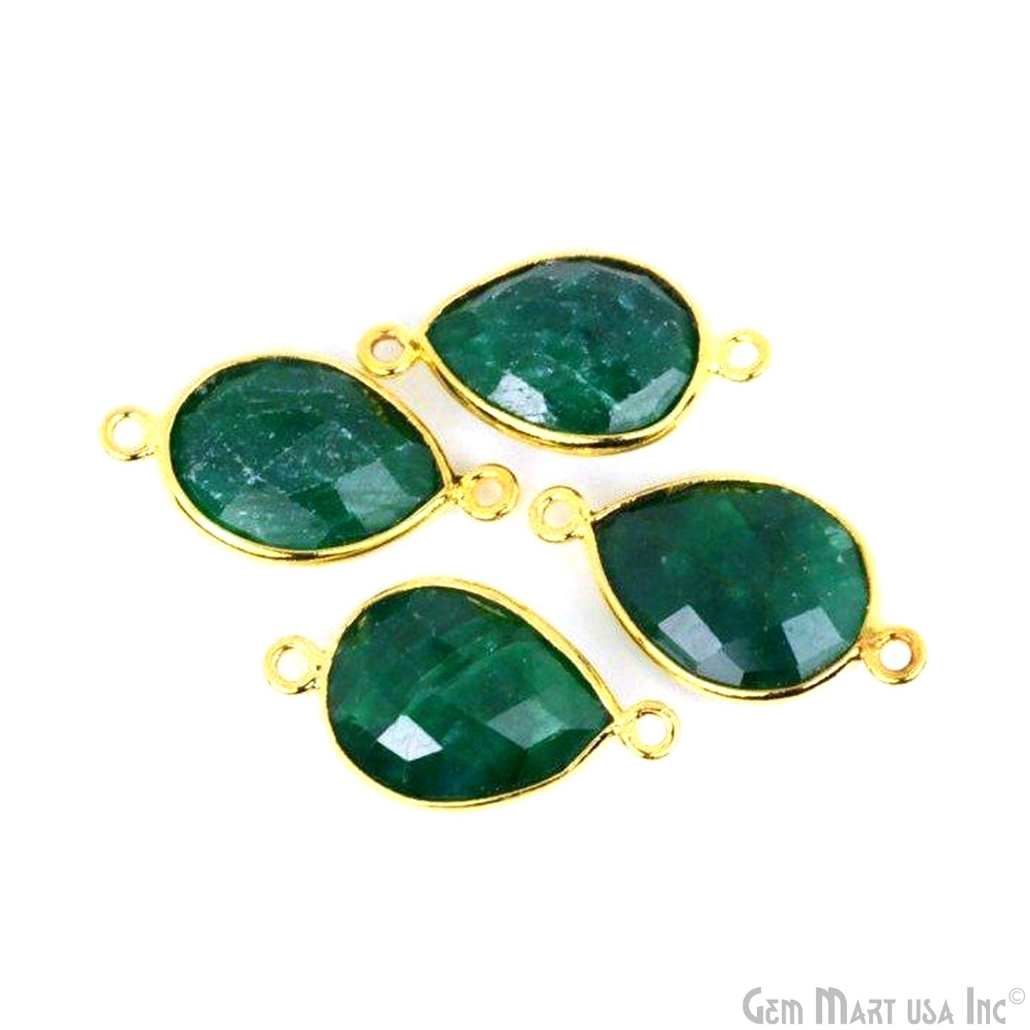 Pear 12x16mm Gold Bezel Double Bail Gemstone Connector