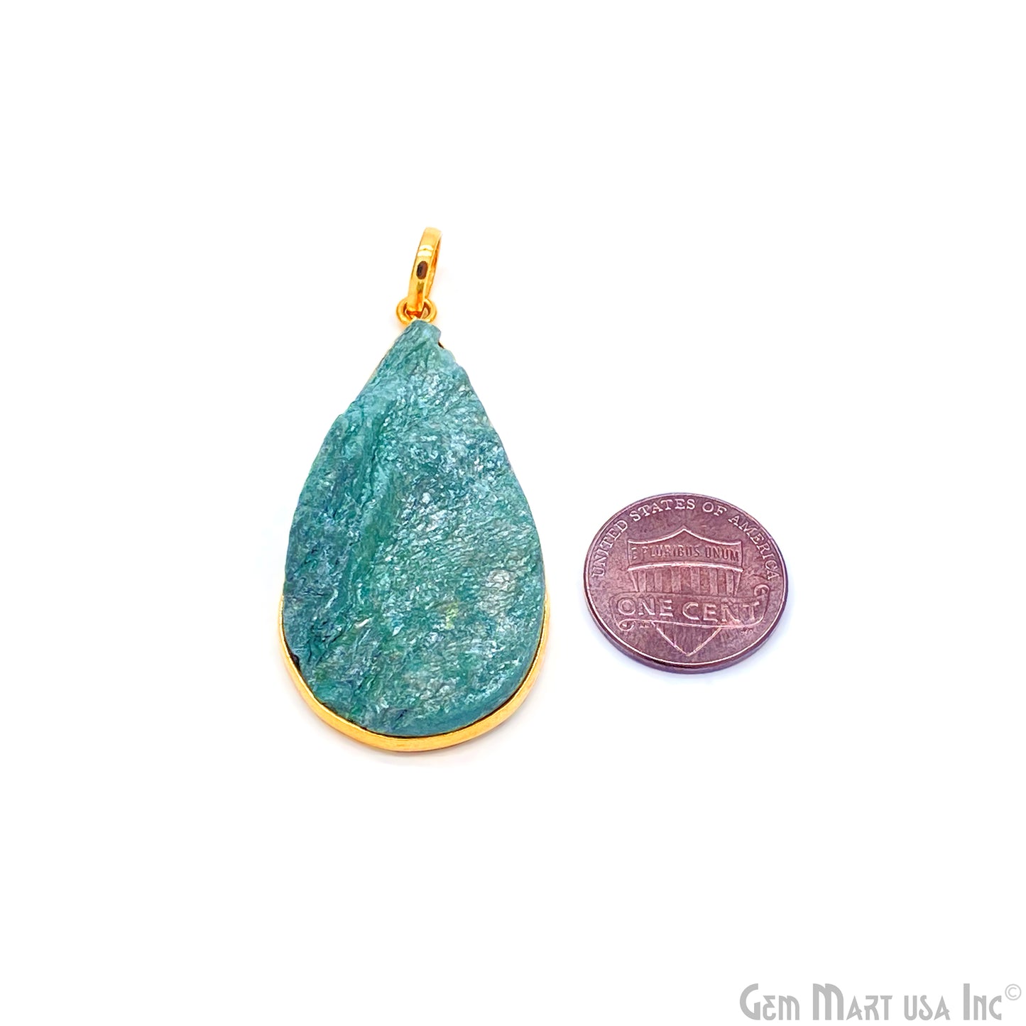 Fuchsite Pendant Pear Shape 45x25mm Single Bail Gold Plated Bezel Pendant