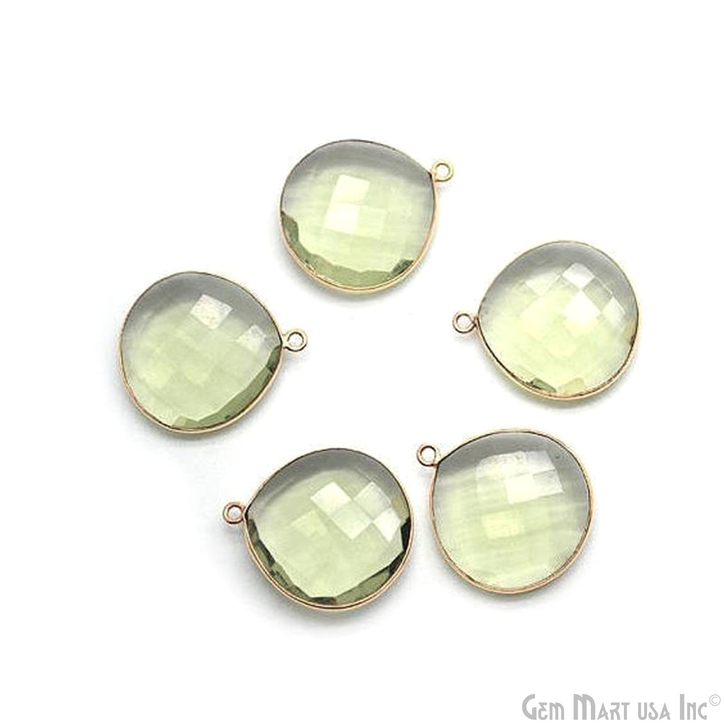 Green Amethyst 20mm Heart Gold Plated Single Bail Gemstone Connector