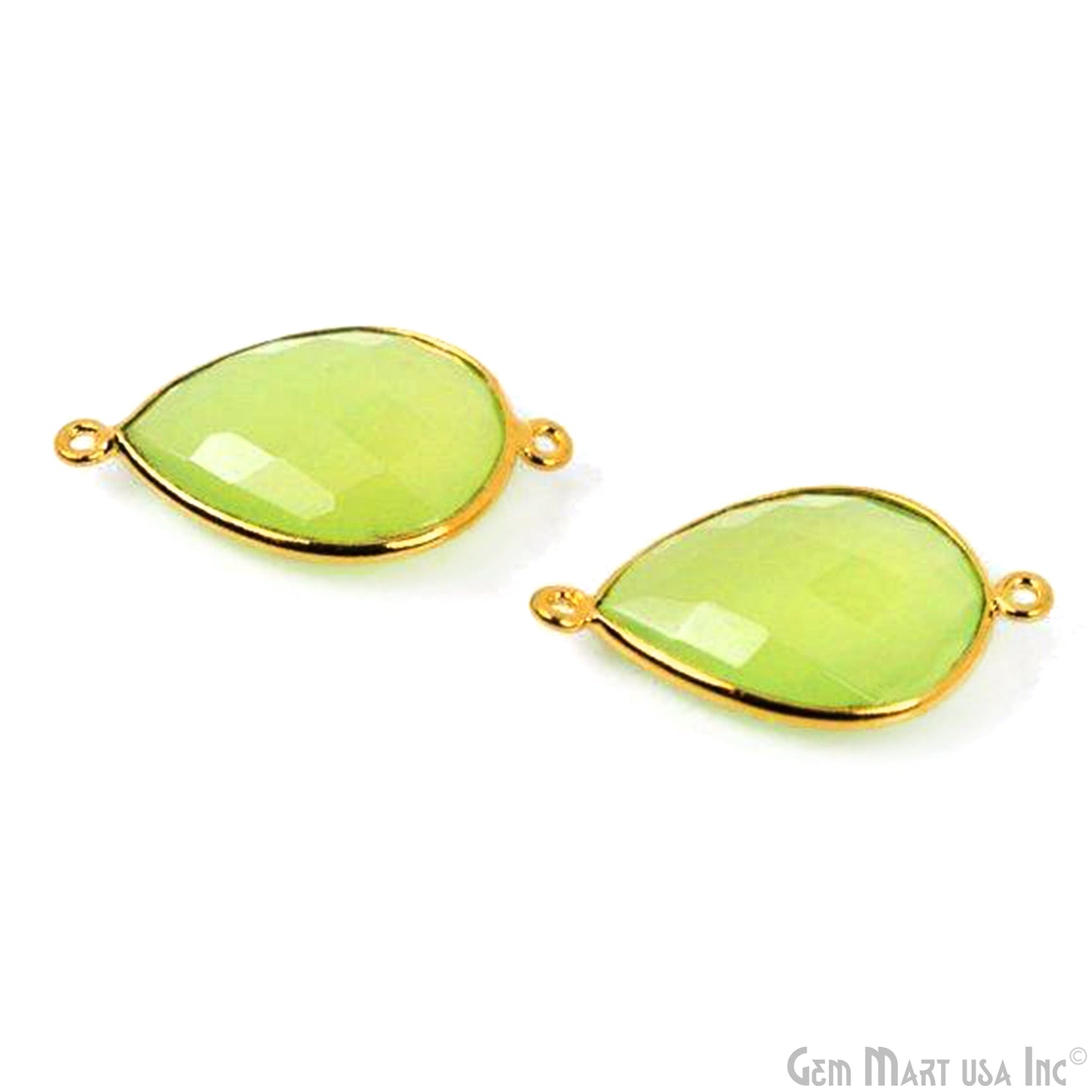 Pear 15x20mm Double Bail Gold Bezel Gemstone Connector