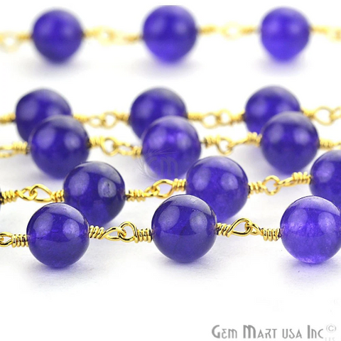 Amethyst Faceted Beads 7mm Gold Wire Wrapped Rosary Chain