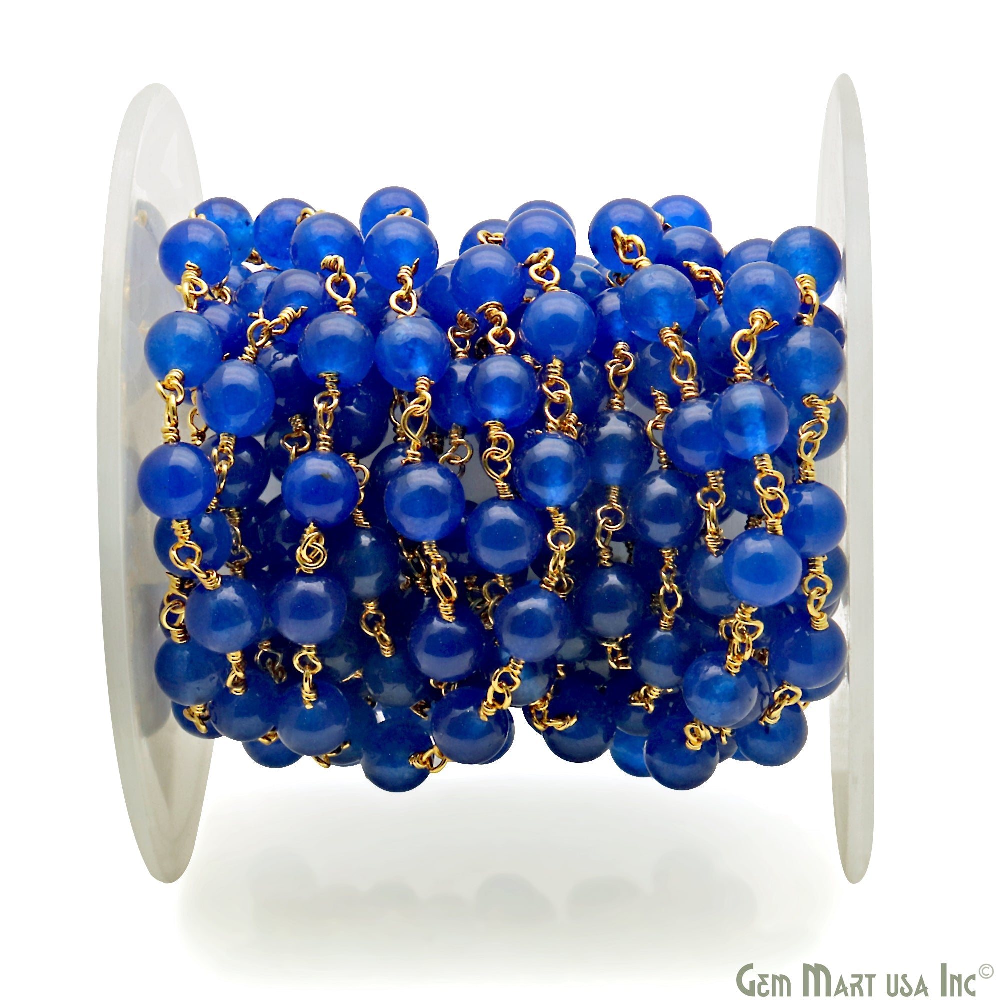 8. 6mm Blue Jade-Gold Plating