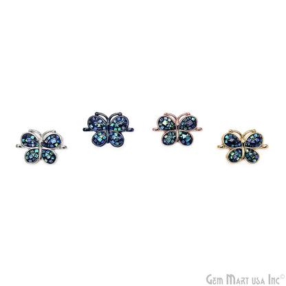 Abalone Shell Butterfly Charm Pendant 12x18mm Double Bail Bracelet Charm Jewelry GemMartUSA