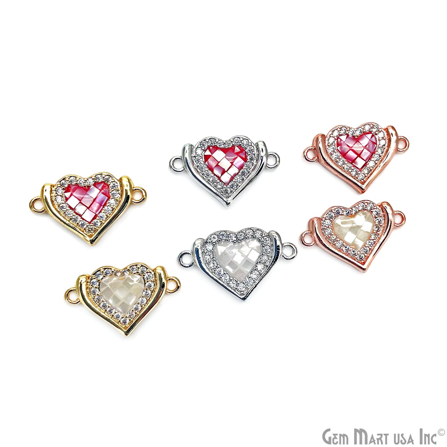 Heart Charm Pendant 18x12mm Double Bail Bracelet Charm Jewelry GemMartUSA