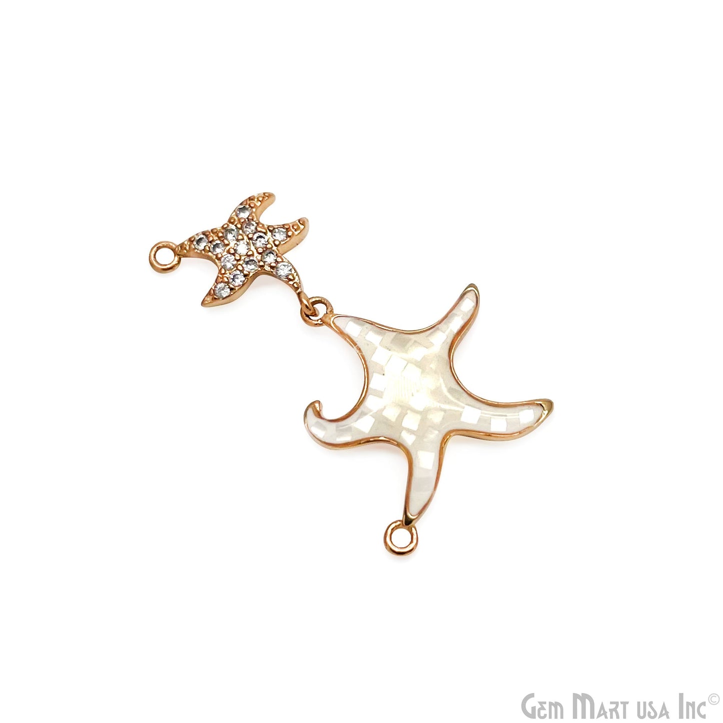 Starfish Charm Pendant Cubic Zircon 30x23mm Double Bail Bracelet Charm Jewelry GemMartUSA