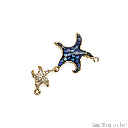 Starfish Charm Pendant Cubic Zircon 30x23mm Double Bail Bracelet Charm Jewelry GemMartUSA