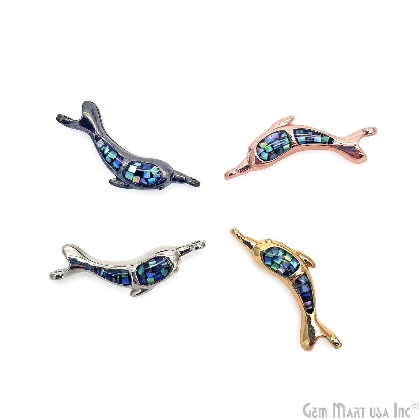 Shell Dolphin Fish Charm Pendant 24x8mm Single Bail Bracelet Charm Jewelry GemMartUSA