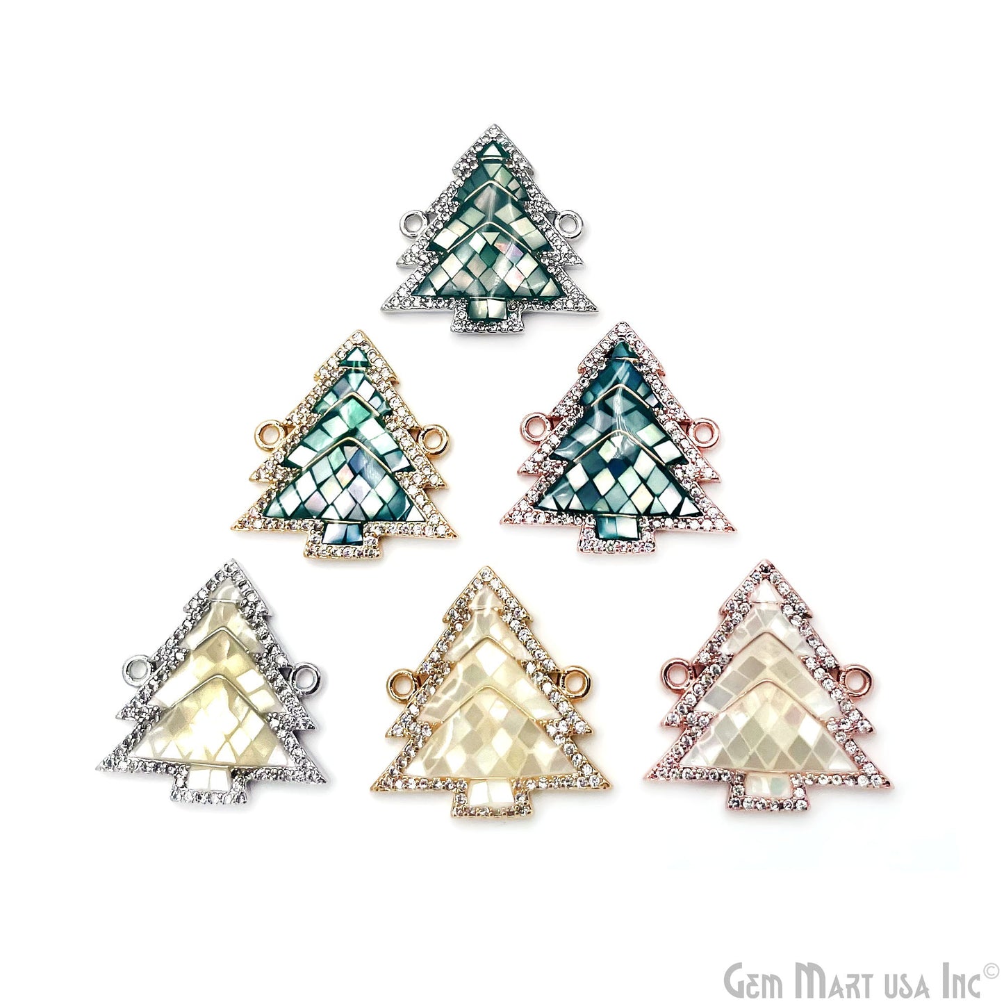 Christmas Tree Charm Pendant 22mm Double Bail Bracelet Charm Jewelry GemMartUSA