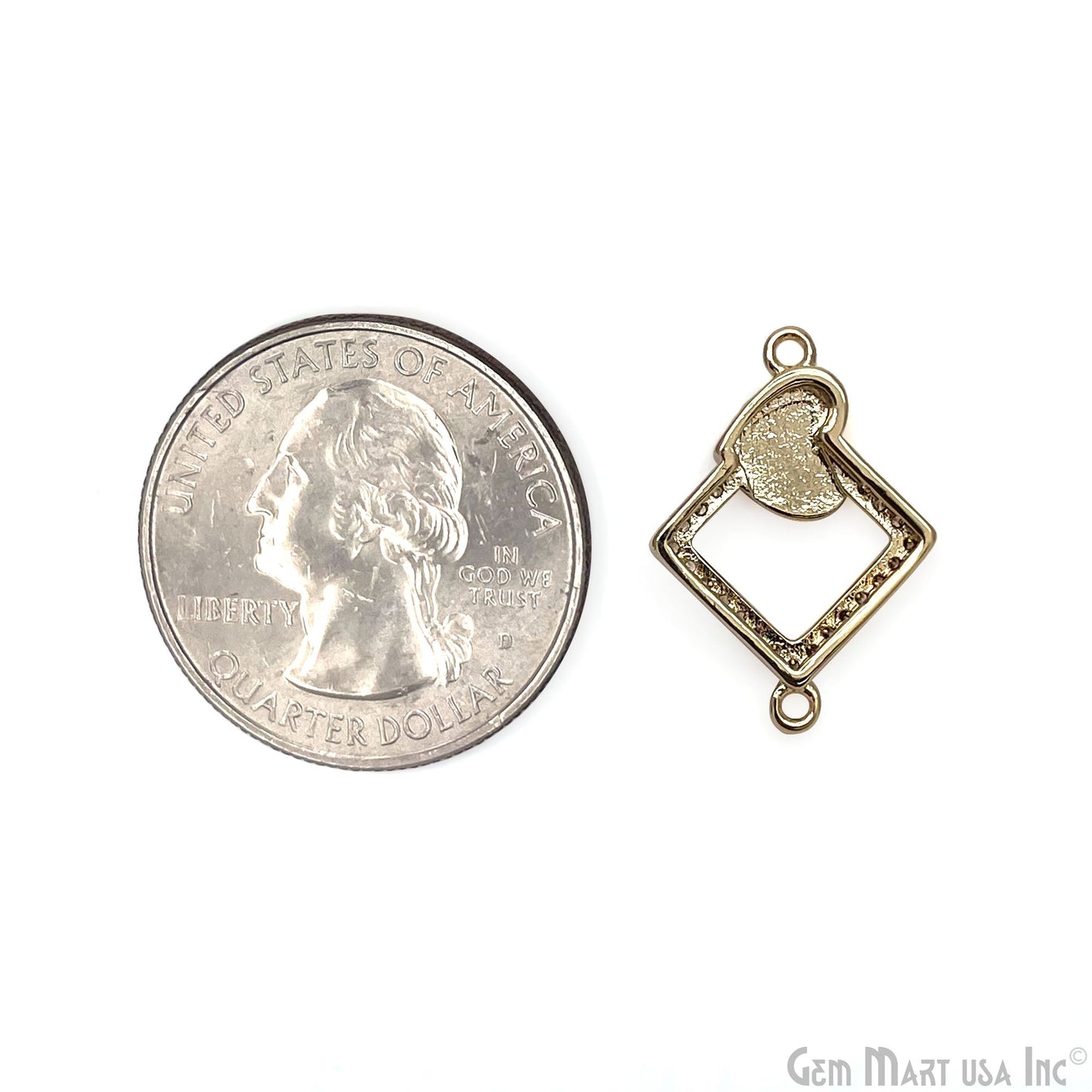 Square With Heart Charm Pendant 20x14mm Double Bail Bracelet Charm Jewelry GemMartUSA