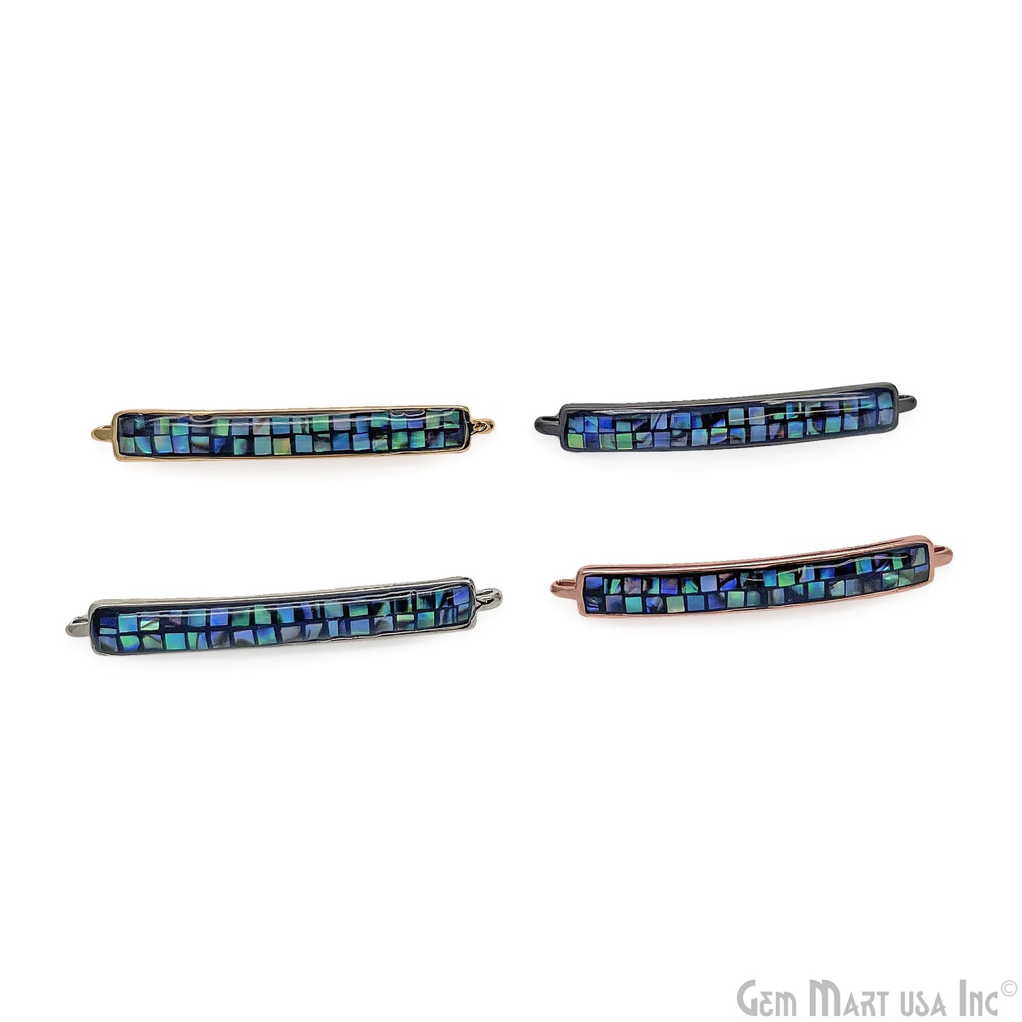 Multi Shell Rectangle 38x5mm Double Bar Pendant Connector Charm Jewelry GemMartUSA