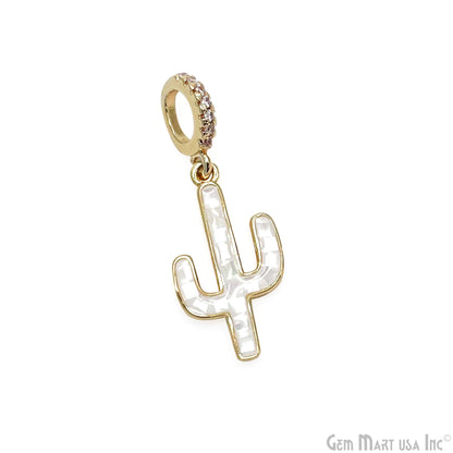 Shell Cactus Charm Pendant 30x12mm Single Bail Bracelet Charm Jewelry GemMartUSA