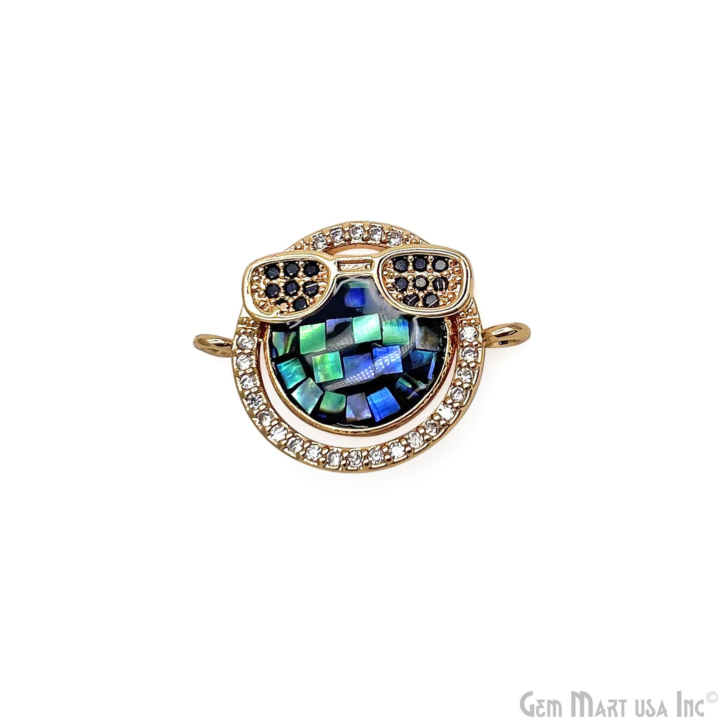 Sunglasses Smiley Face Cool Emoji Pendant 20x15mm Cubic Zircon Emoji Charm Jewelry GemMartUSA