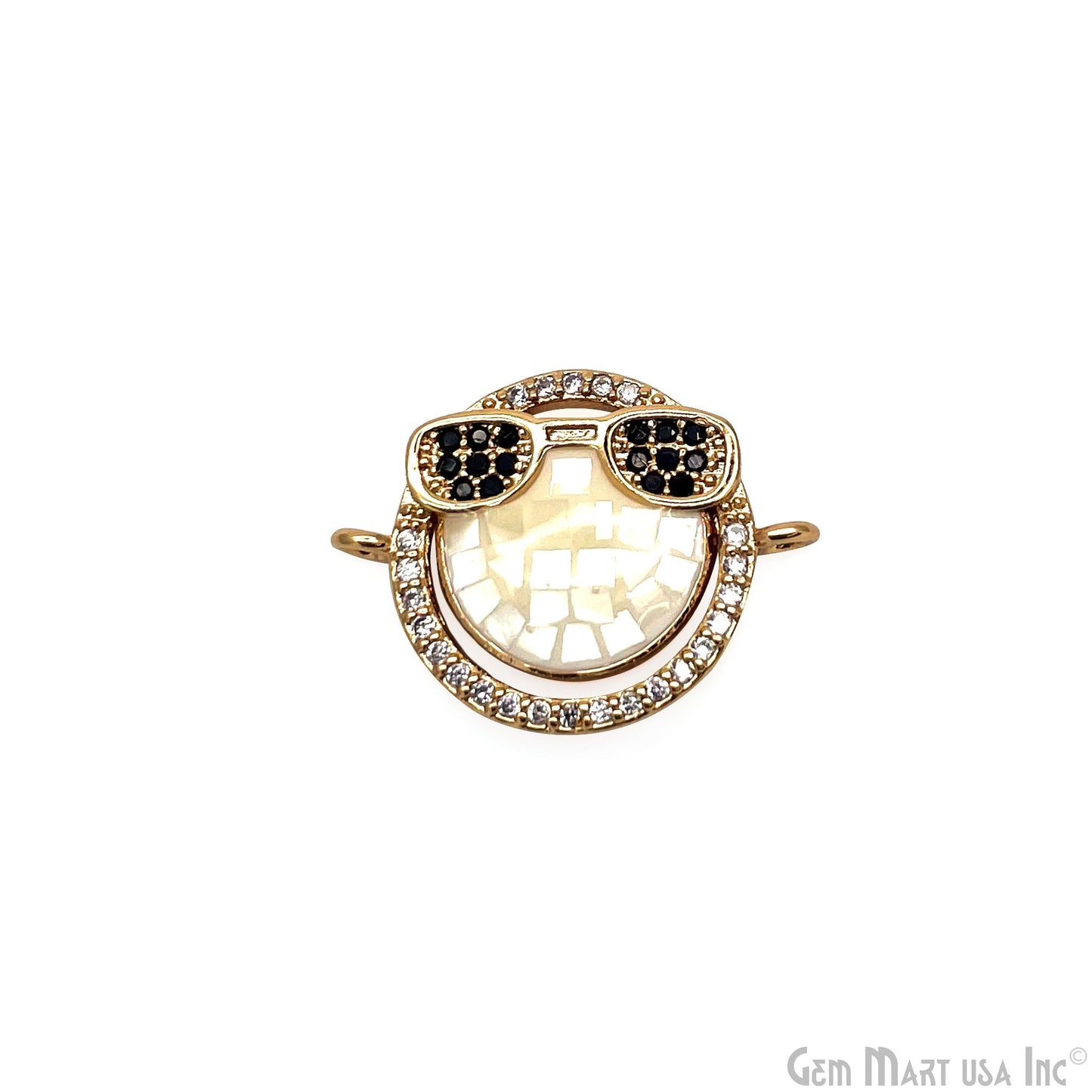 Sunglasses Smiley Face Cool Emoji Pendant 20x15mm Cubic Zircon Emoji Charm Jewelry GemMartUSA