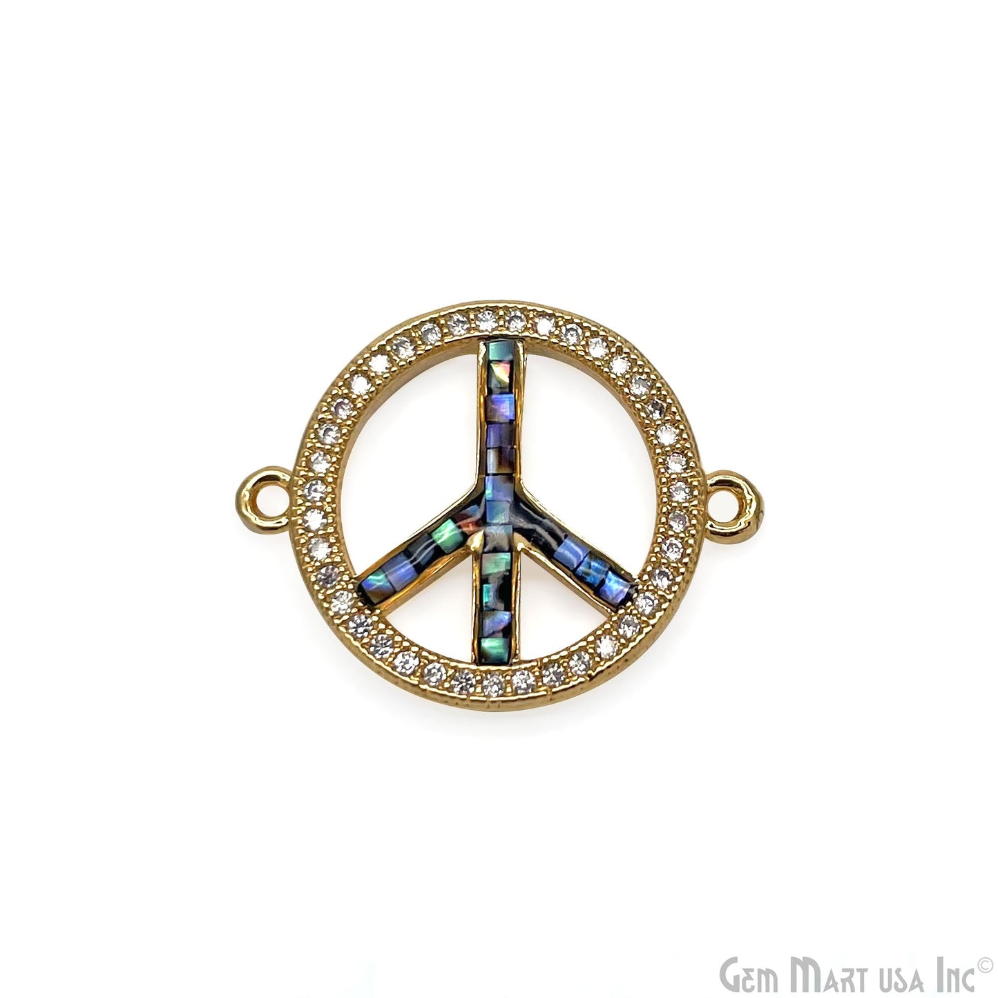Peace Shape 18mm Cubic Zircon Round Double Bail Connector Pendant Charm Jewelry GemMartUSA