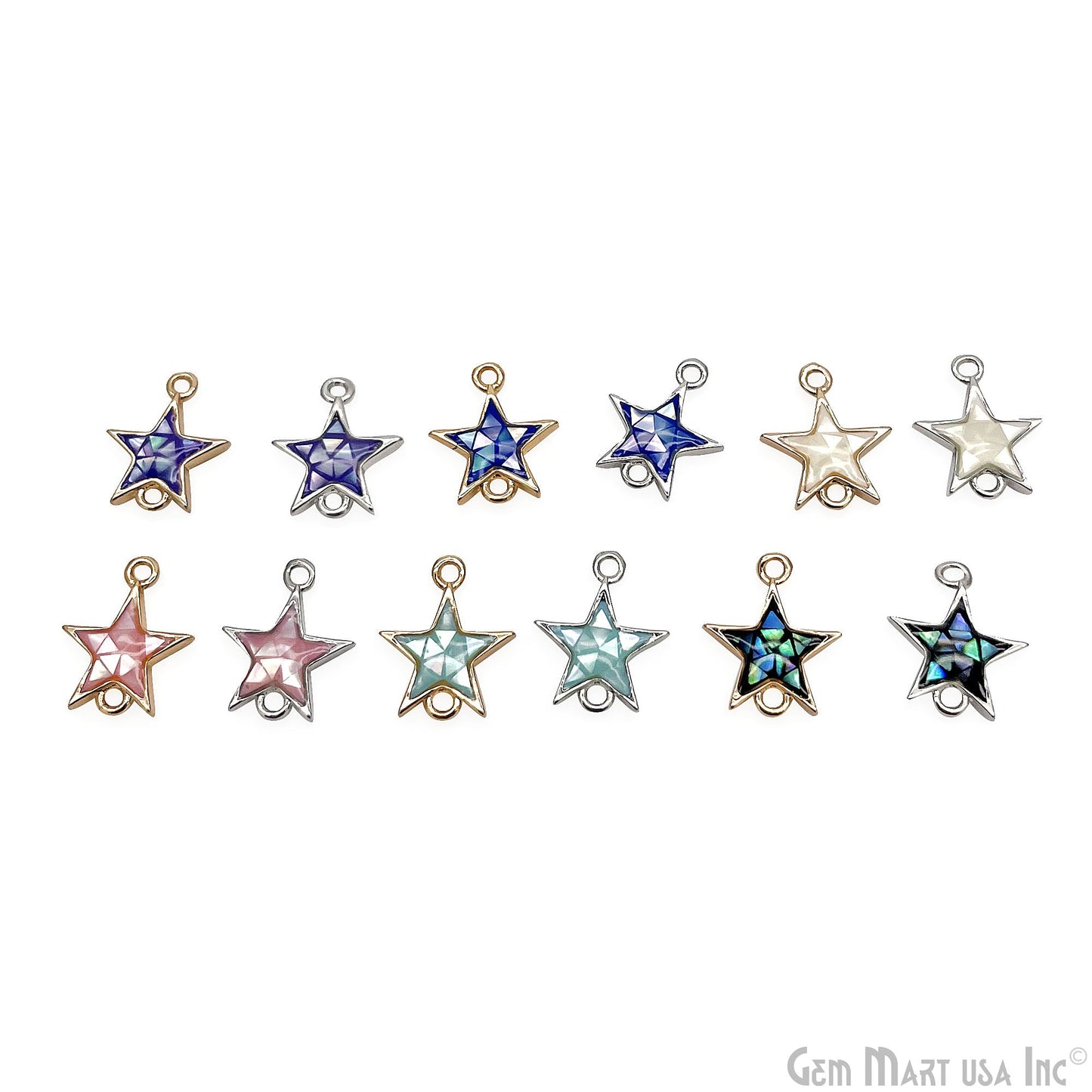Shell Star Shape 12x11mm Double Bail Connector Charm Jewelry GemMartUSA