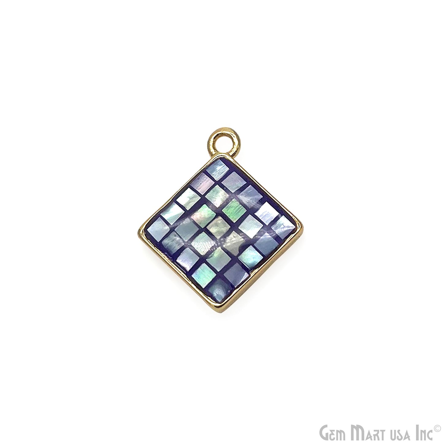 Shell Square Shape 14mm Single Bail Connector Charm Jewelry GemMartUSA