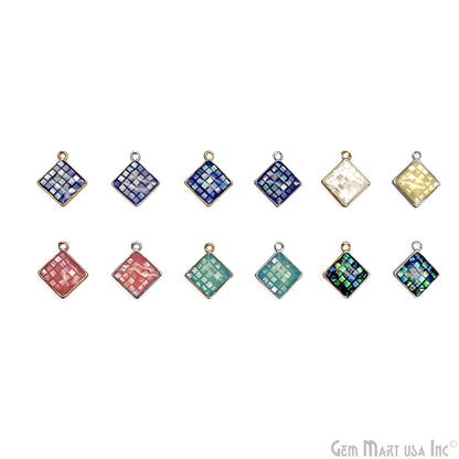 Shell Square Shape 14mm Single Bail Connector Charm Jewelry GemMartUSA