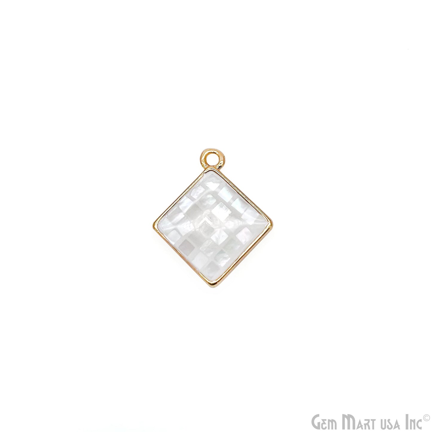 Shell Square Shape 14mm Single Bail Connector Charm Jewelry GemMartUSA