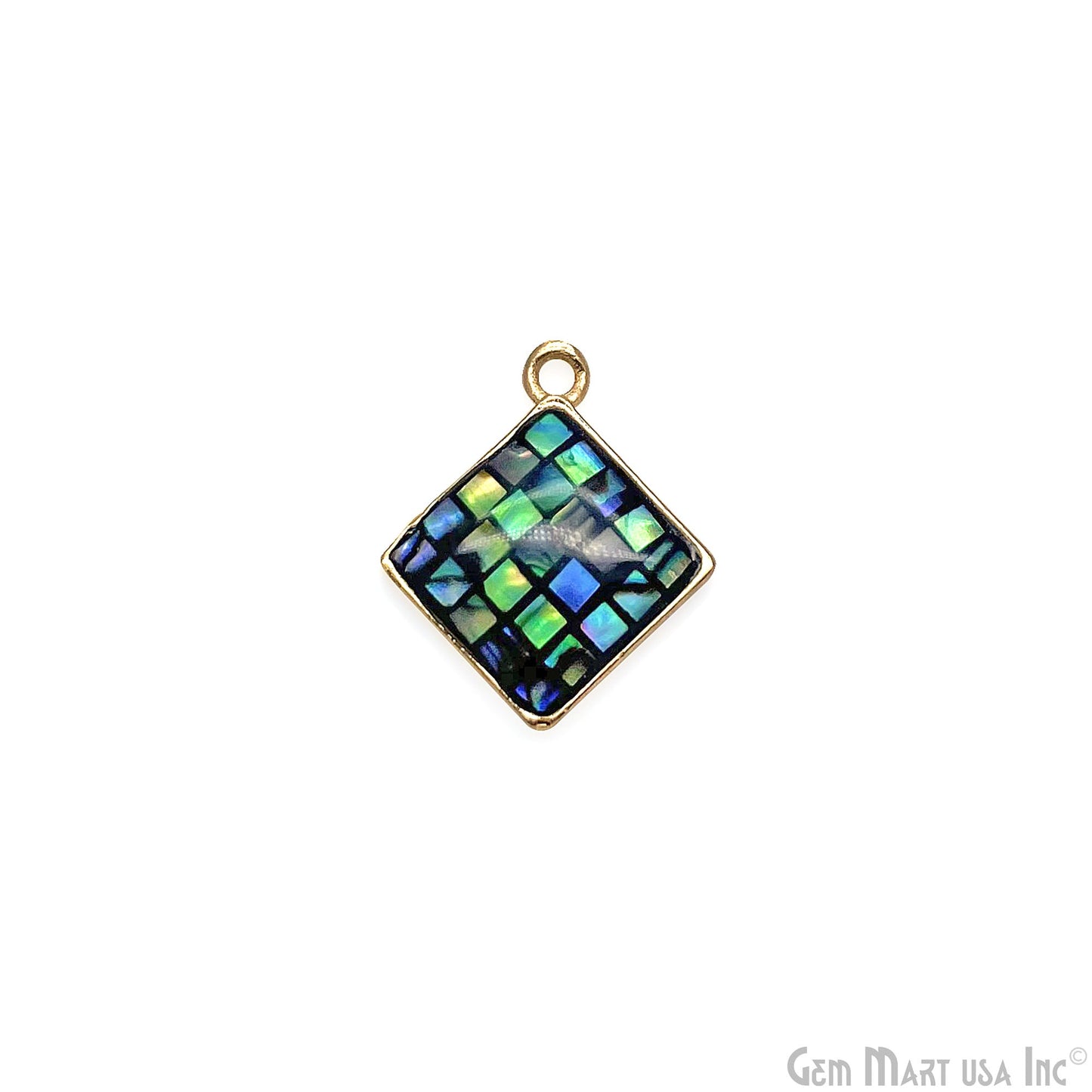 Shell Square Shape 14mm Single Bail Connector Charm Jewelry GemMartUSA