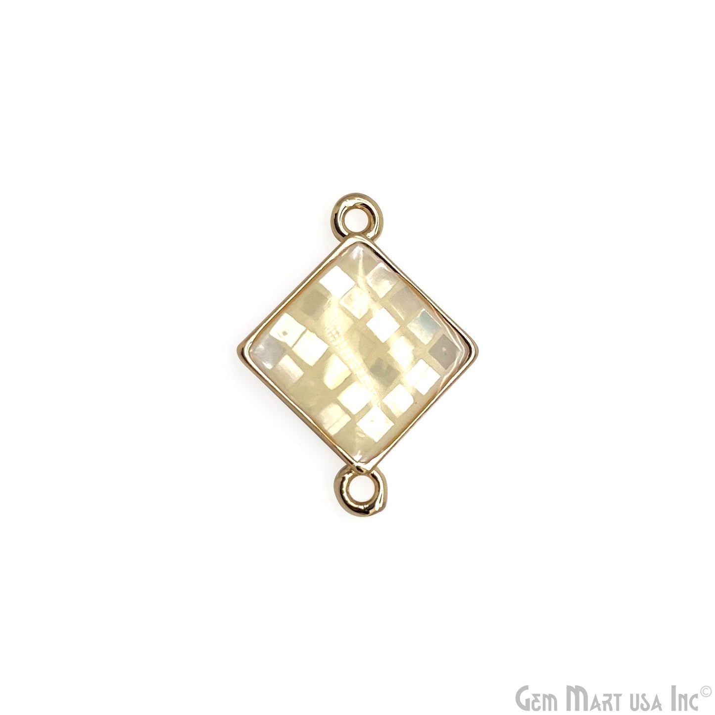 Shell Square Shape 14mm Double Bail Connector Charm Jewelry GemMartUSA