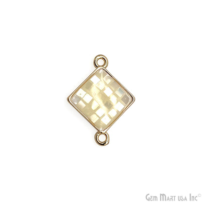 Shell Square Shape 14mm Double Bail Connector Charm Jewelry GemMartUSA