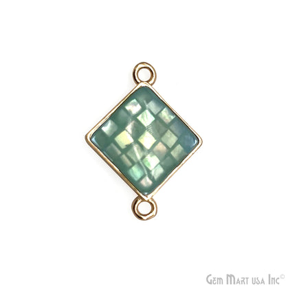 Shell Square Shape 14mm Double Bail Connector Charm Jewelry GemMartUSA