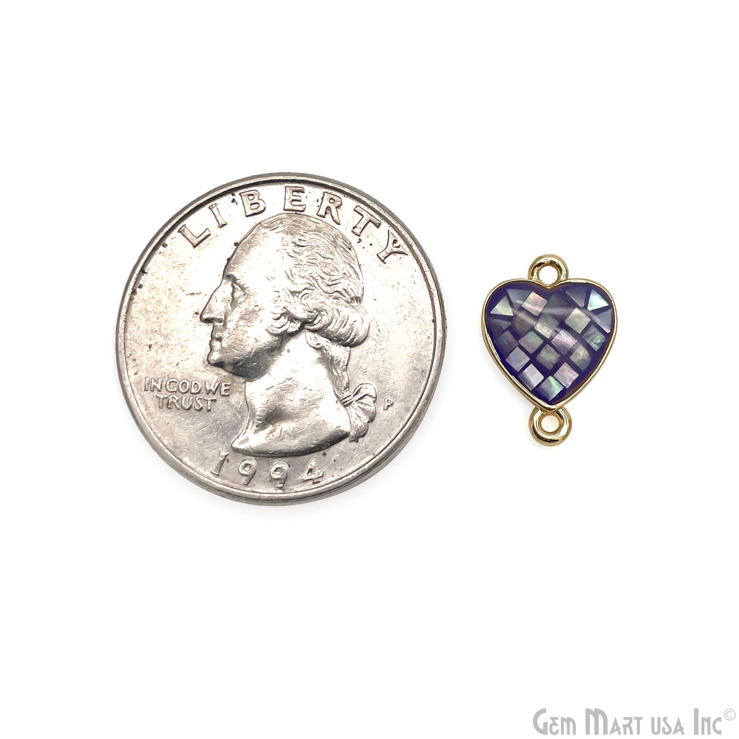 Shell Charm Heart 14x10mm Double Bail Bracelet Charm Pendant  Jewelry GemMartUSA