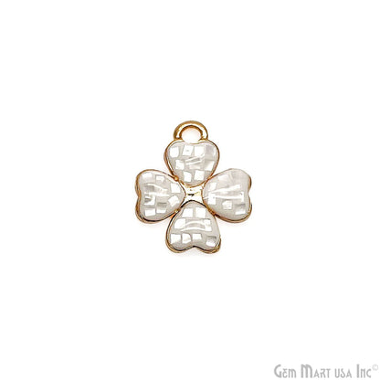 Clover shape Charm Shell 14x12mm Single Bail Connector Charm Jewelry GemMartUSA