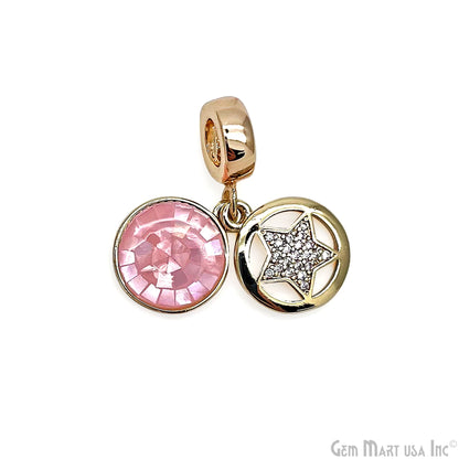 Round CZ Star Gold Plated 10mm Single Bail Pendant Connector Charms Jewelry GemMartUSA