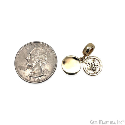 Round CZ Star Gold Plated 10mm Single Bail Pendant Connector Charms Jewelry GemMartUSA
