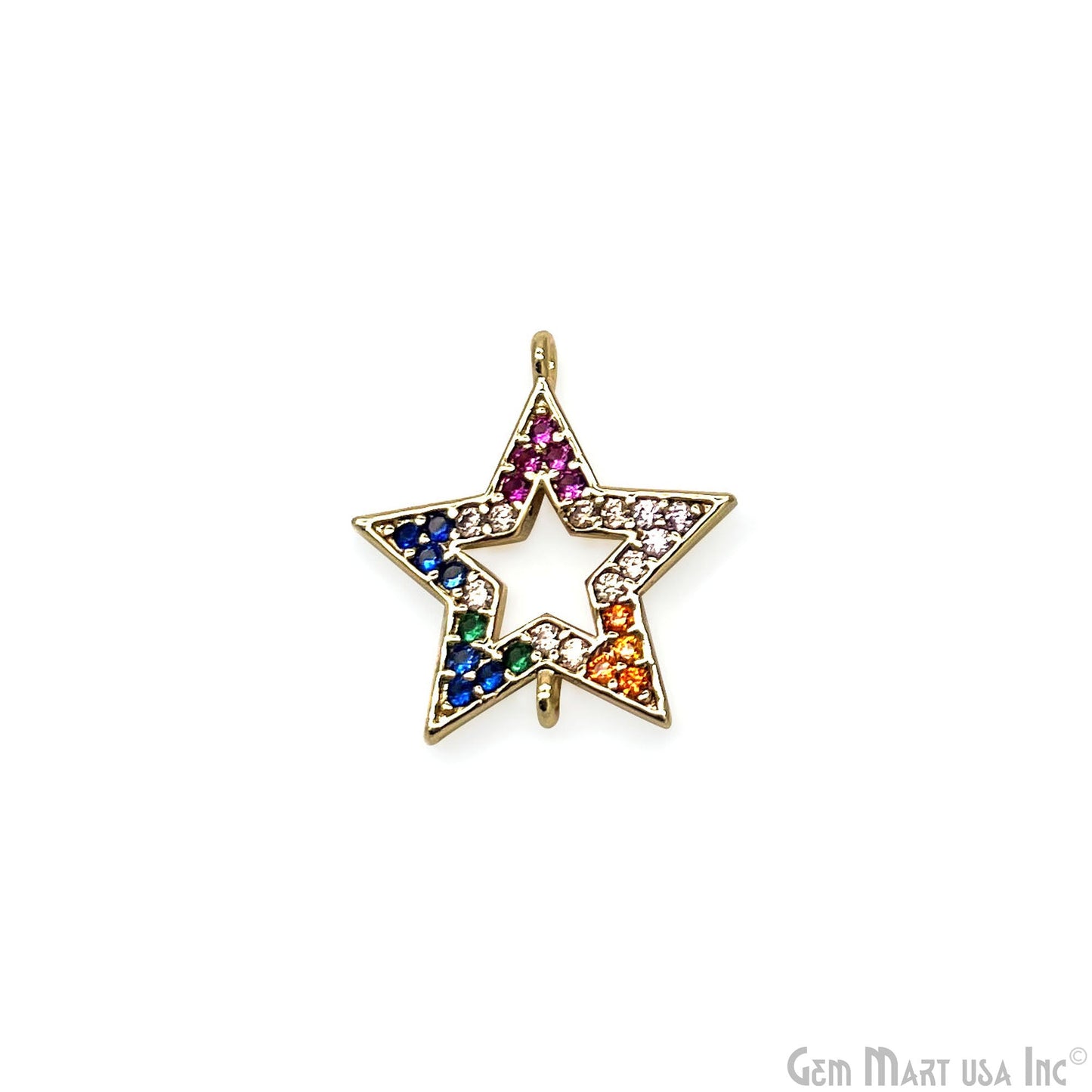 Multi Zircon Star Shape Double Bail Pendant Connector Charms Jewelry GemMartUSA