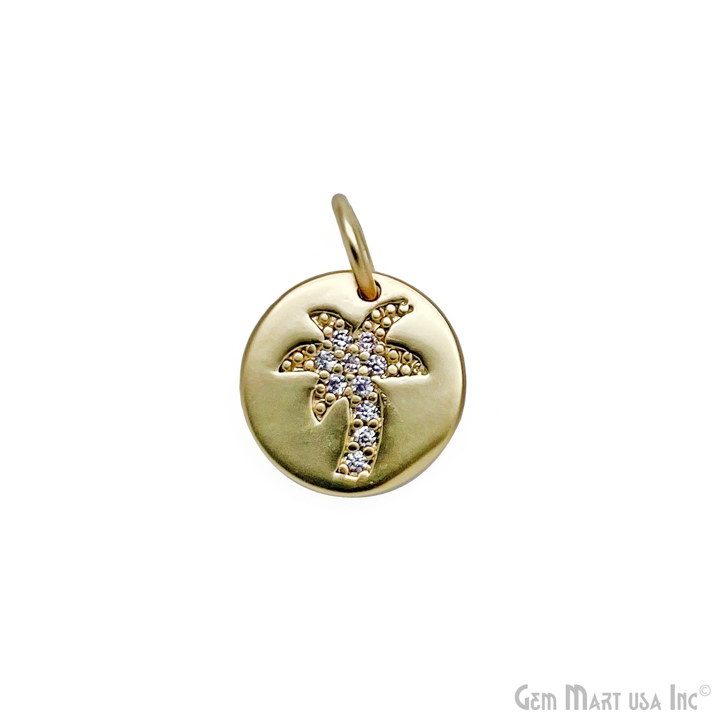CZ Coconut Tree Round Charm Pendant 10mm Single Bail Tree Bracelet Charm Jewelry GemMartUSA