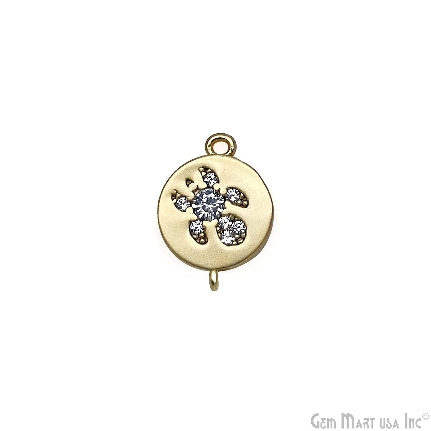 CZ Round Charm Pendant 13x9mm Double Bail Bracelet Charm Jewelry GemMartUSA