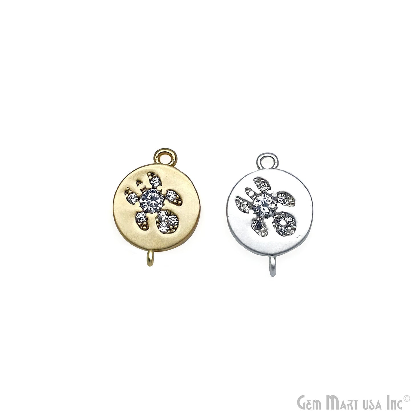 CZ Round Charm Pendant 13x9mm Double Bail Bracelet Charm Jewelry GemMartUSA