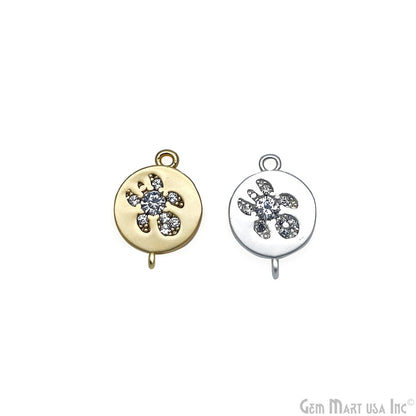 CZ Round Charm Pendant 13x9mm Double Bail Bracelet Charm Jewelry GemMartUSA