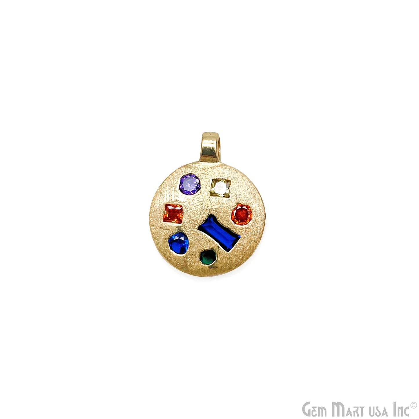 Stone Matte Finish Round Charm Pendant 16mm Pendant Jewelry GemMartUSA