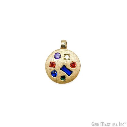 Stone Matte Finish Round Charm Pendant 16mm Pendant Jewelry GemMartUSA