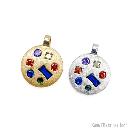 Stone Matte Finish Round Charm Pendant 16mm Pendant Jewelry GemMartUSA