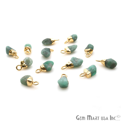 Chrysoprase Gemstone 13x5mm Organic Single Bail Gold Edged Connector