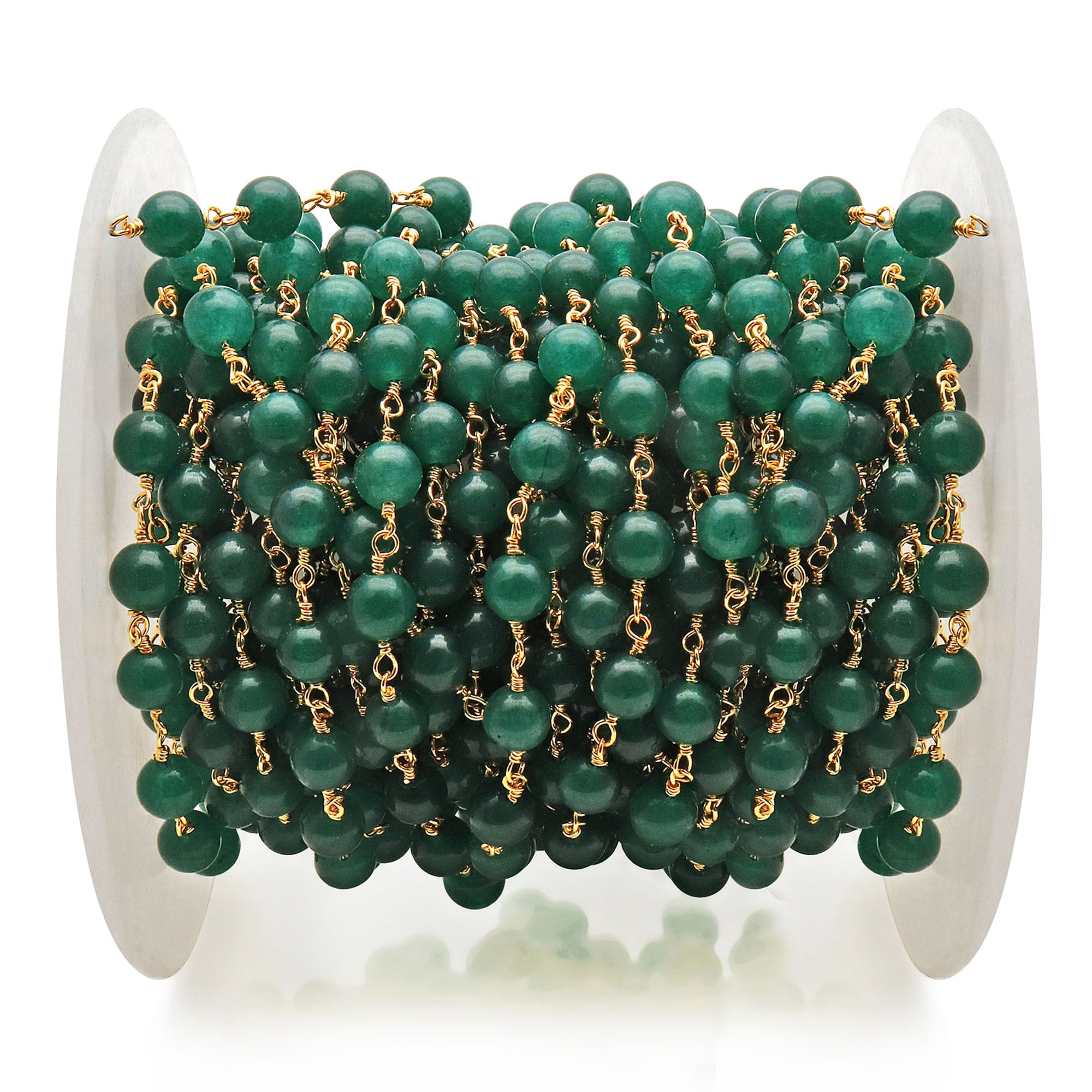 10. 6mm Green Jade-Gold Plating