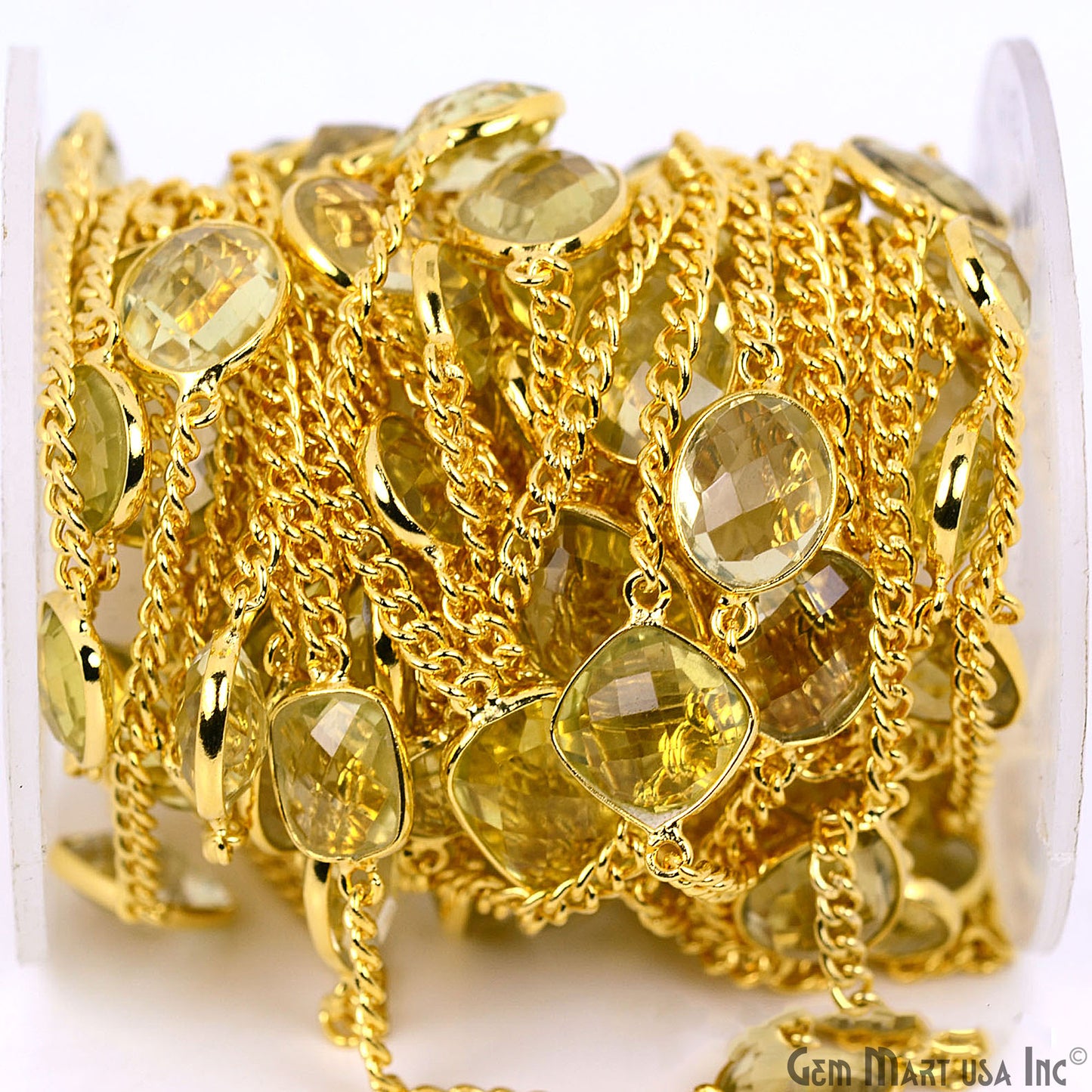 Lemon Topaz 10-15mm Gold Plated Link Bezel Connector Chain