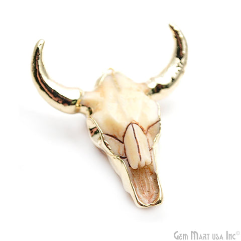 Longhorn Resin Cattle Pendant, Gold Electroplated Bull Skull Horn Pendant, Bull Cattle Pendant