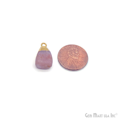 Pink Opal Rough Gemstone 12x8mm Gold Electroplated Single Bail Connector