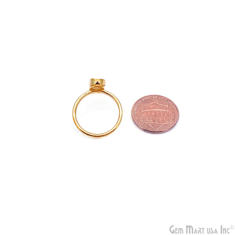 3 Stone Bar Ring Gold Plated 5mm Round Stone Slot With Open Backing, Ring Setting, Round Bezel Cup Blank Ring