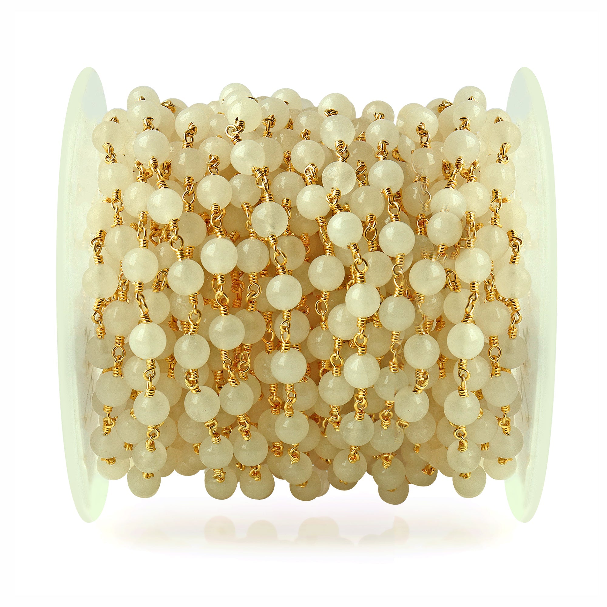 22. 6mm White Jade-Gold Plating