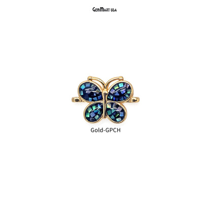 Abalone Shell Butterfly Charm Pendant 12x18mm Double Bail Bracelet Charm Jewelry GemMartUSA