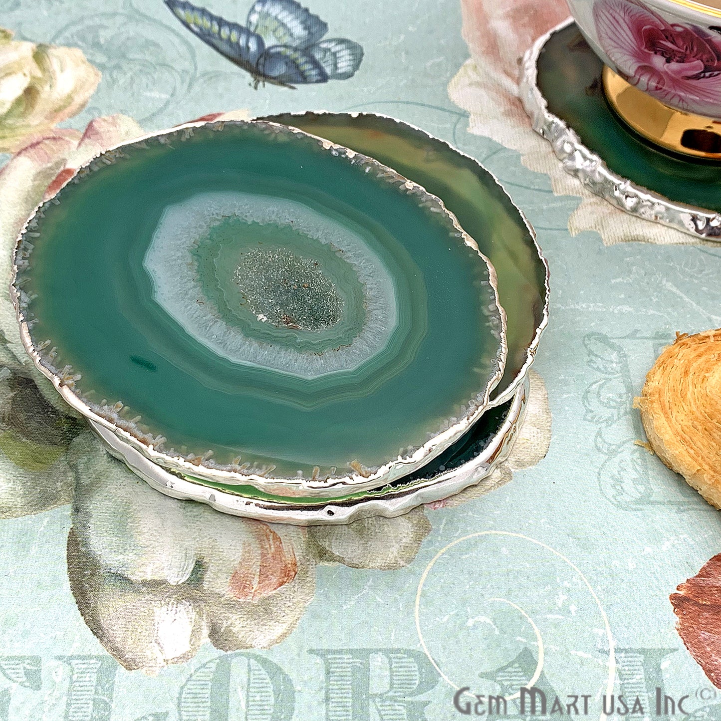 Natural Gemstone Coaster, Agate Coaster Set, Drinkware, Rock Coaster, Agate Slice Coaster